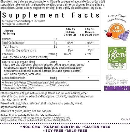 Vitamin C Orange Chewable Tablets for Kids by Bluebonnet