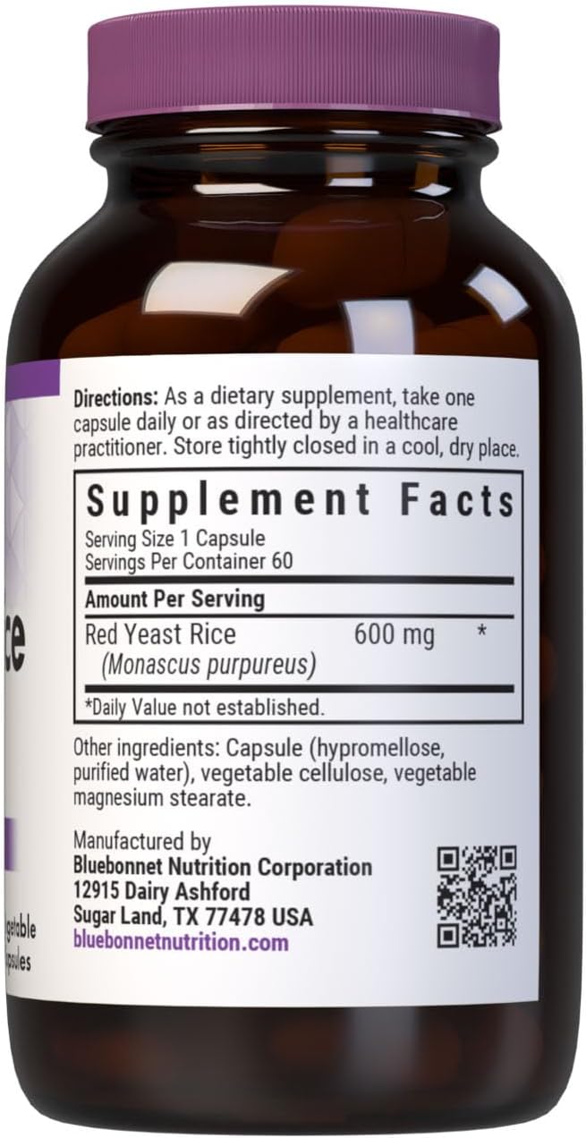 Red Yeast Rice 600mg Veg Capsules by Bluebonnet