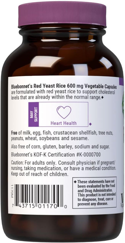 Red Yeast Rice 600mg Veg Capsules by Bluebonnet