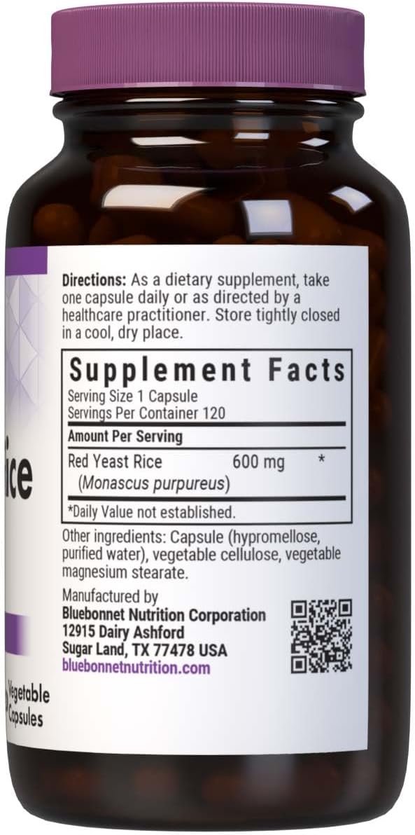 Red Yeast Rice 600mg Veg Capsules by Bluebonnet