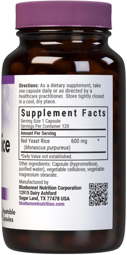 Red Yeast Rice 600mg Veg Capsules by Bluebonnet