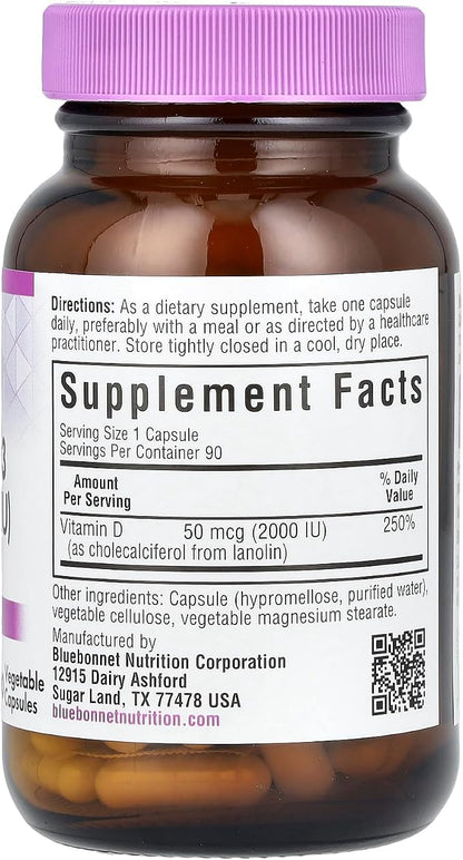 Vitamin D3 2000iu Capsules by Bluebonnet