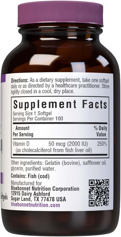 Vitamin D3 2000iu Softgels by Bluebonnet