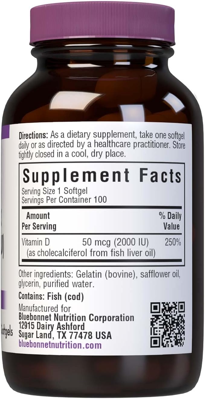 Vitamin D3 2000iu Softgels by Bluebonnet