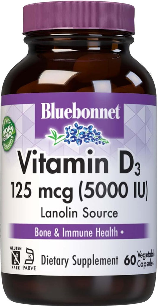 Vitamin D3 5000iu Veg Capsules by Bluebonnet