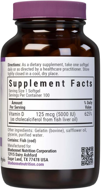 Vitamin D3 5000iu Softgels by Bluebonnet