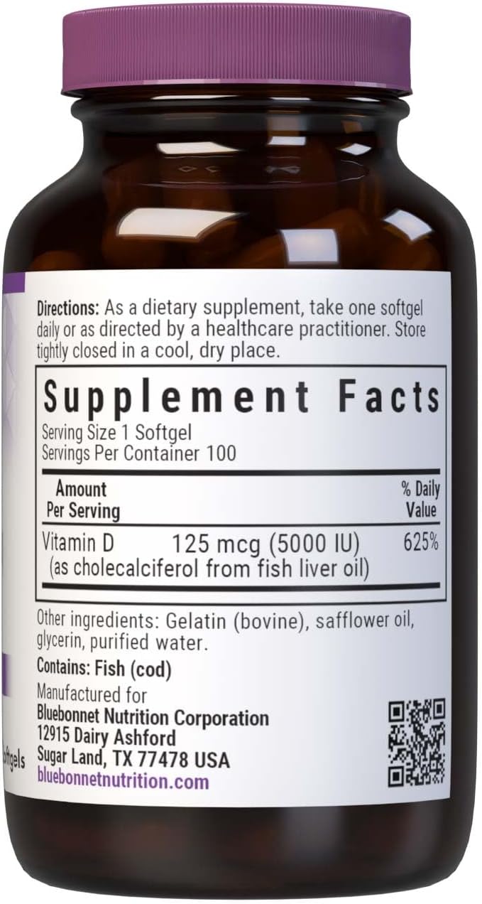 Vitamin D3 5000iu Softgels by Bluebonnet