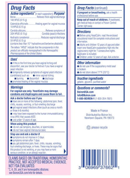 Yeast Calm Suppositories by Boiron