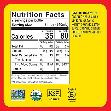 Apple Cider Vinegar Ginger Lemon Honey Drink by Bragg's