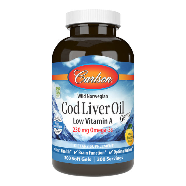 Cod Liver Oil Low Vitamin A Lemon Softgels by Carlson Labs
