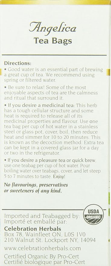 Angelica Root Organic Tea Bags by Celebration Herbals