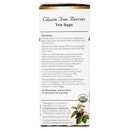 Chaste Tree Berries Organic Tea Bags by Celebration Herbals
