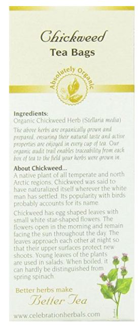 Chickweed Organic Tea Bags by Celebration Herbals