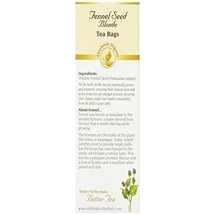 Blonde Fennel Seed Organic Tea Bags by Celebration Herbals