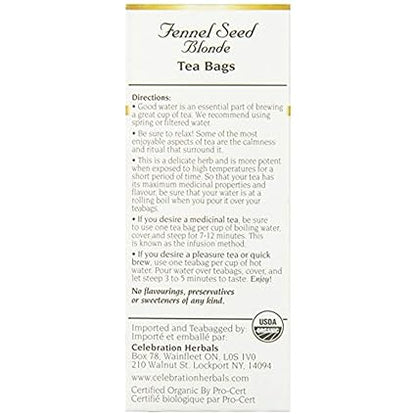 Blonde Fennel Seed Organic Tea Bags by Celebration Herbals