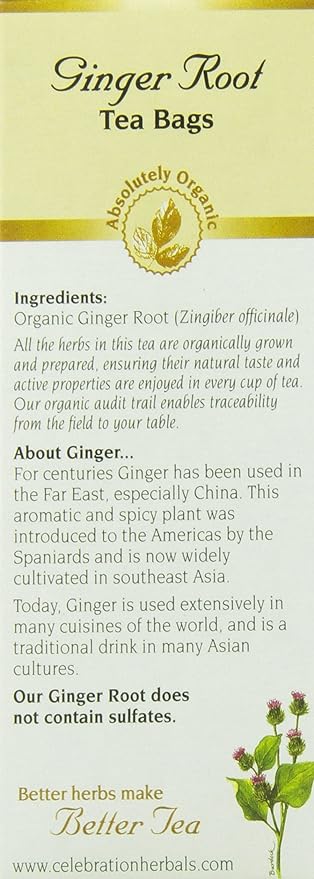Ginger Root Organic Tea Bags by Celebration Herbals