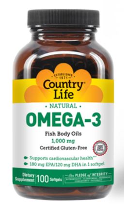 Omega 3 Fish Oil Softgels by Country Life