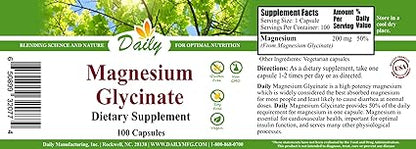 Magnesium Glycinate 200mg Capsules by Daily
