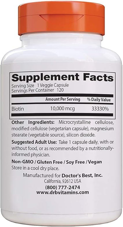 Biotin 10,000mcg Capsules by Doctor's Best