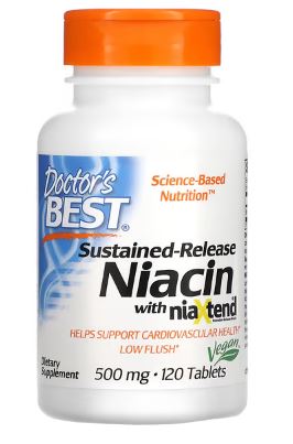 Niacin Sustained Release 500mg Tablets by Doctor's Best