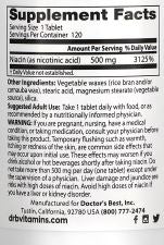 Niacin Sustained Release 500mg Tablets by Doctor's Best
