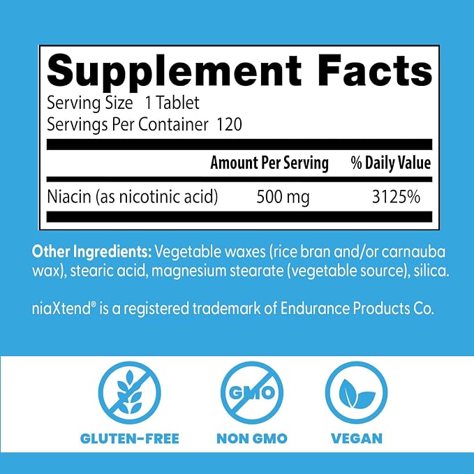 Niacin Sustained Release 500mg Tablets by Doctor's Best