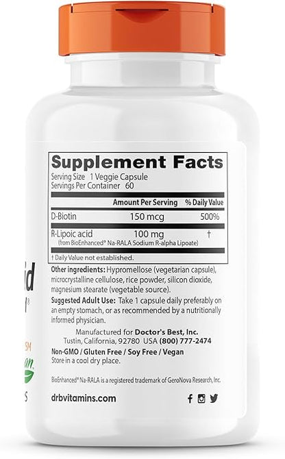 R-Lipoic Acid 100mg Capsules by Doctor's Best