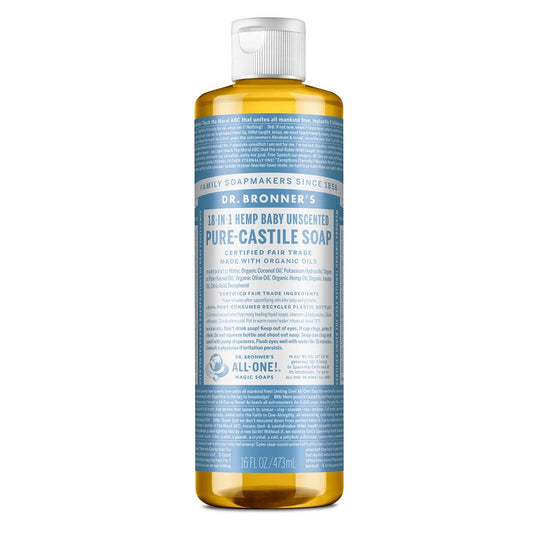 Pure-Castile Liquid Soap Baby Unscented 16oz by Dr. Bronner’s