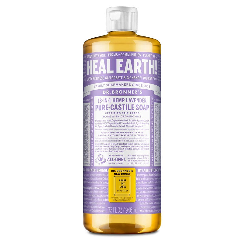 Pure-Castile Liquid Soap Lavender 32oz by Dr. Bronner’s