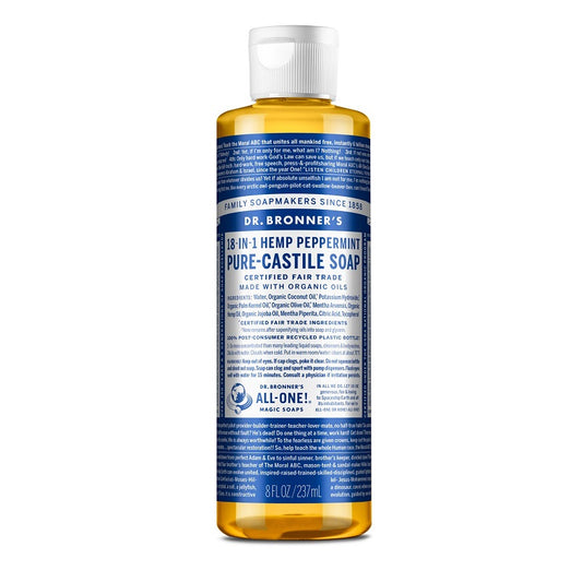 Pure-Castile Liquid Soap Peppermint 8oz by Dr. Bronner’s