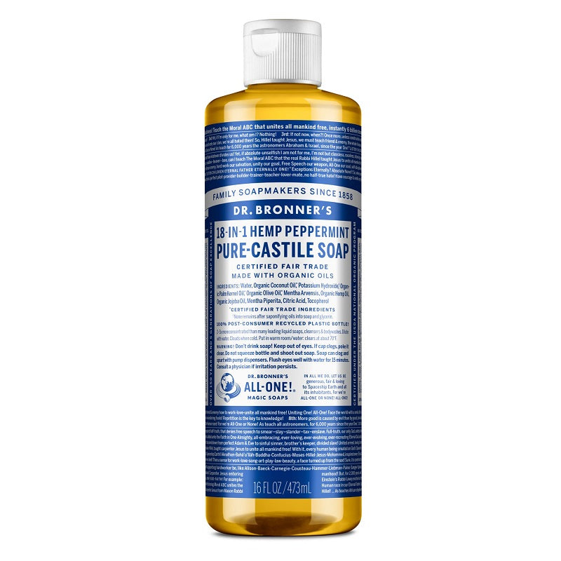 Pure-Castile Liquid Soap Peppermint 16oz by Dr. Bronner’s