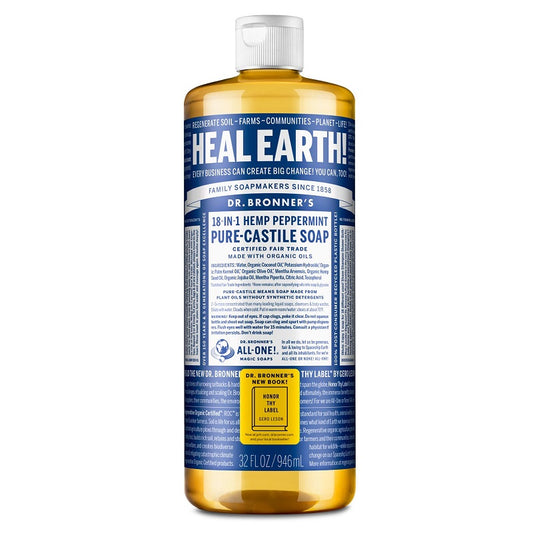 Pure-Castile Liquid Soap Peppermint 32oz by Dr. Bronner’s