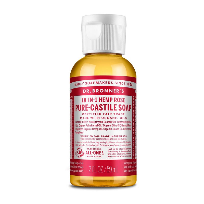 Pure-Castile Liquid Soap Rose 2oz by Dr. Bronner’s