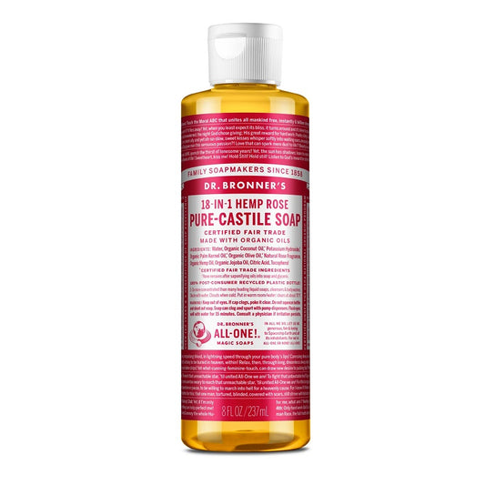 Pure-Castile Liquid Soap Rose 8oz by Dr. Bronner’s