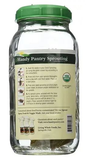 Seed Sprouting Glass Jar Half Gallon by Handy Pantry