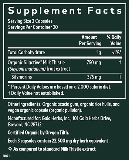 Milk Thistle Seed Capsules by Gaia Herbs