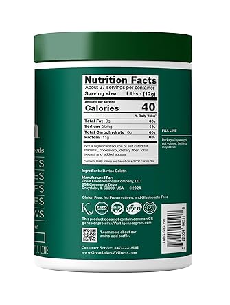 Grass Fed Bovine Gelatin Powder by Great Lakes