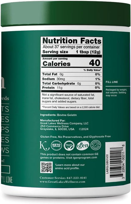 Grass Fed Bovine Gelatin Powder by Great Lakes