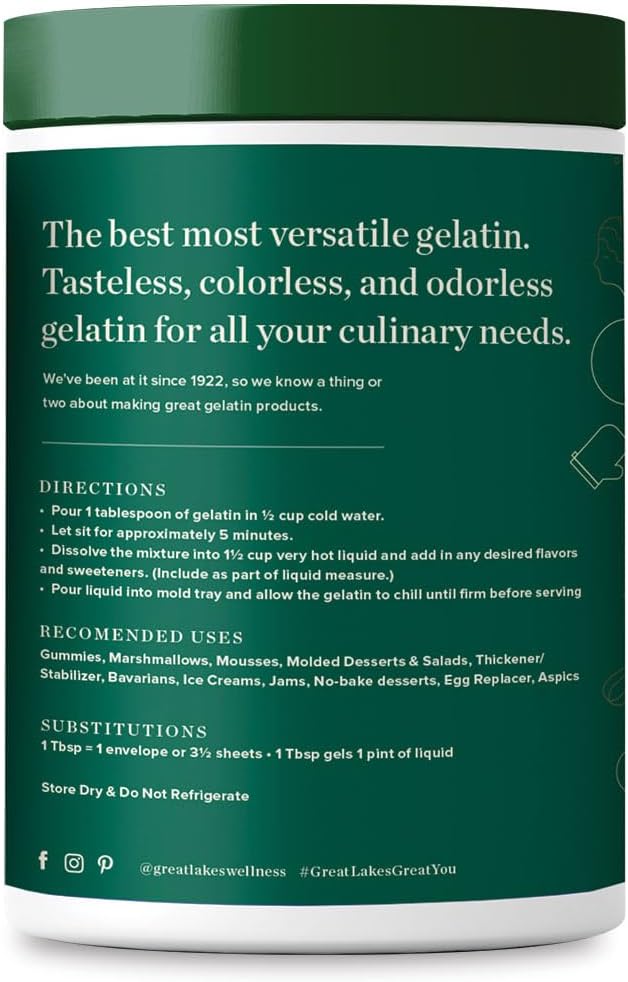 Grass Fed Bovine Gelatin Powder by Great Lakes