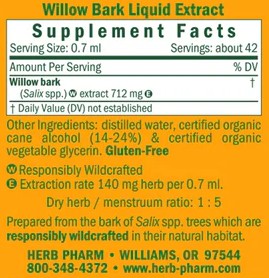 Willow Bark Liquid Extract by Herb Pharm