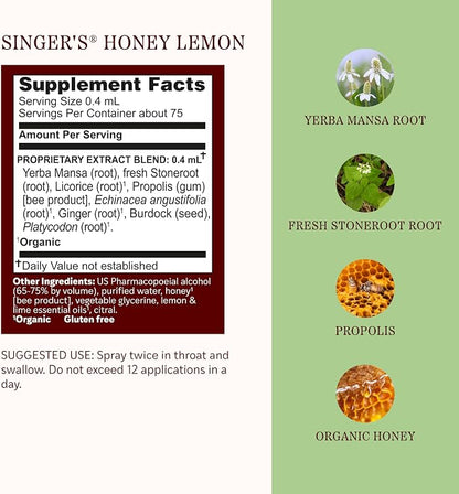 Singer's Honey Lemon Throat Spray by Herbs Etc