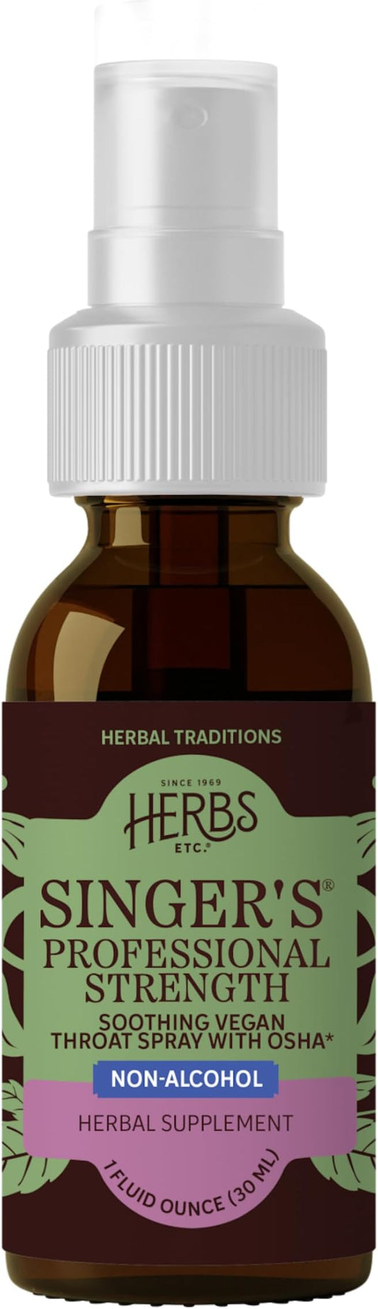 Singer's Pro Strength Alcohol Free Throat Spray by Herbs Etc