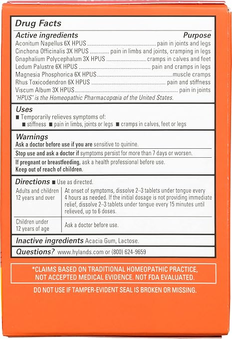 Leg Cramp Homeopathic Tablets by Hyland's