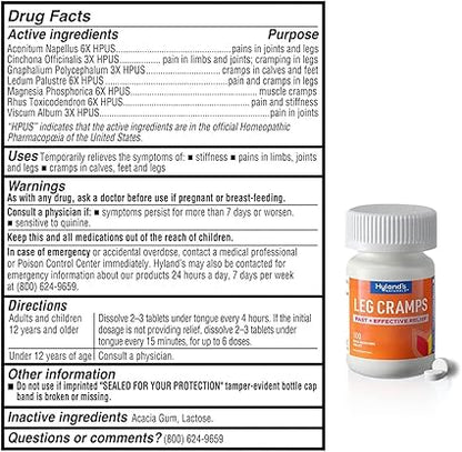 Leg Cramp Homeopathic Tablets by Hyland's