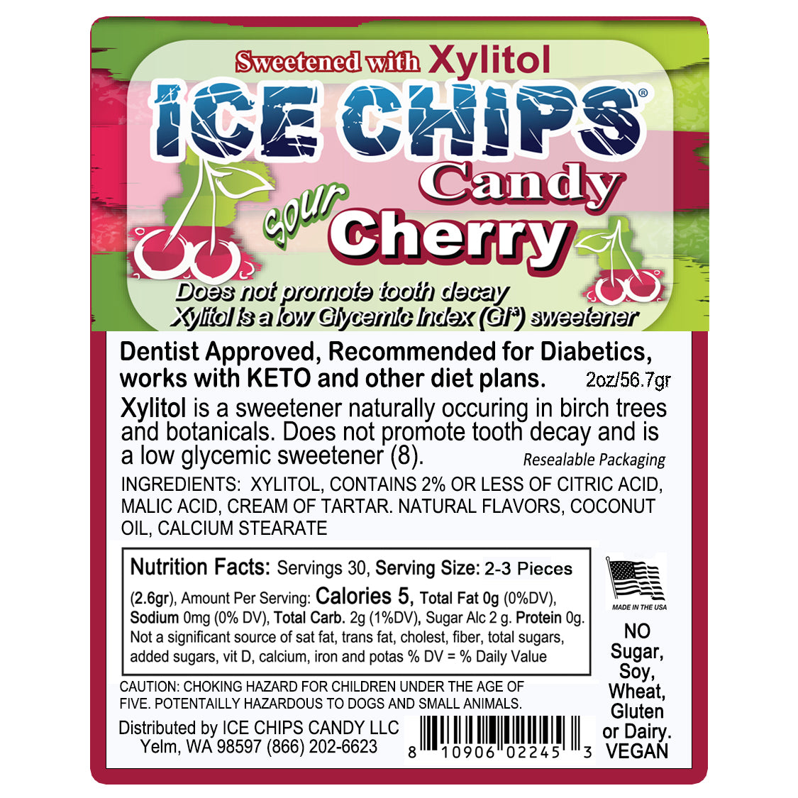 Sour Cherry Xylitol Candy by Ice Chips