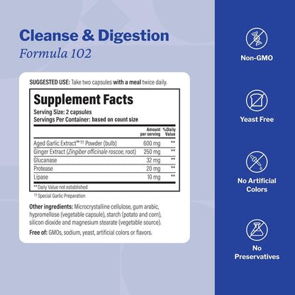 Kyolic Formula 102 Candida Cleanse & Digest by Wakunaga