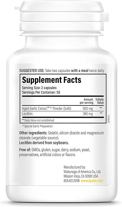 Kyolic Formula 104 Cholesterol Health Capsules by Wakunaga