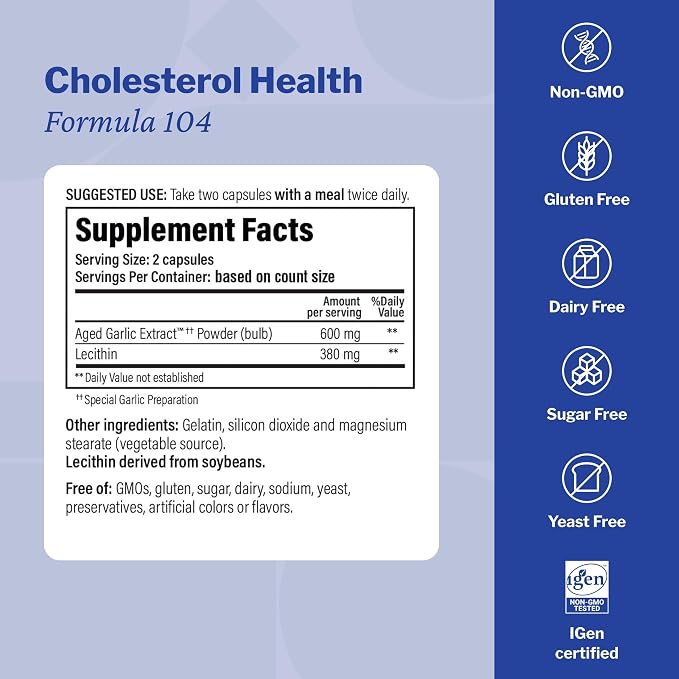 Kyolic Formula 104 Cholesterol Health Capsules by Wakunaga