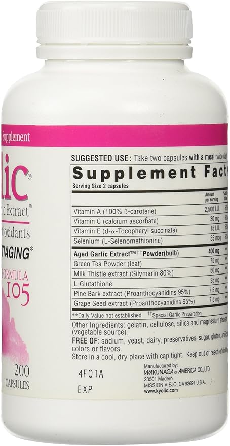 Kyolic Formula 105 Detox Antiaging Capsules by Wakunaga