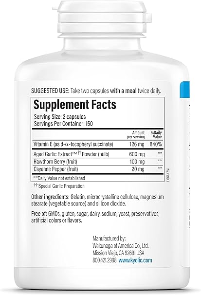 Kyolic Formula 106 Circulation Health Capsules by Wakunaga